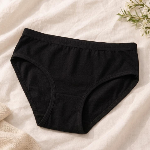 Crossover cotton bra Black color Panty Set